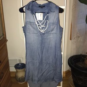 NWT denim lace up dress